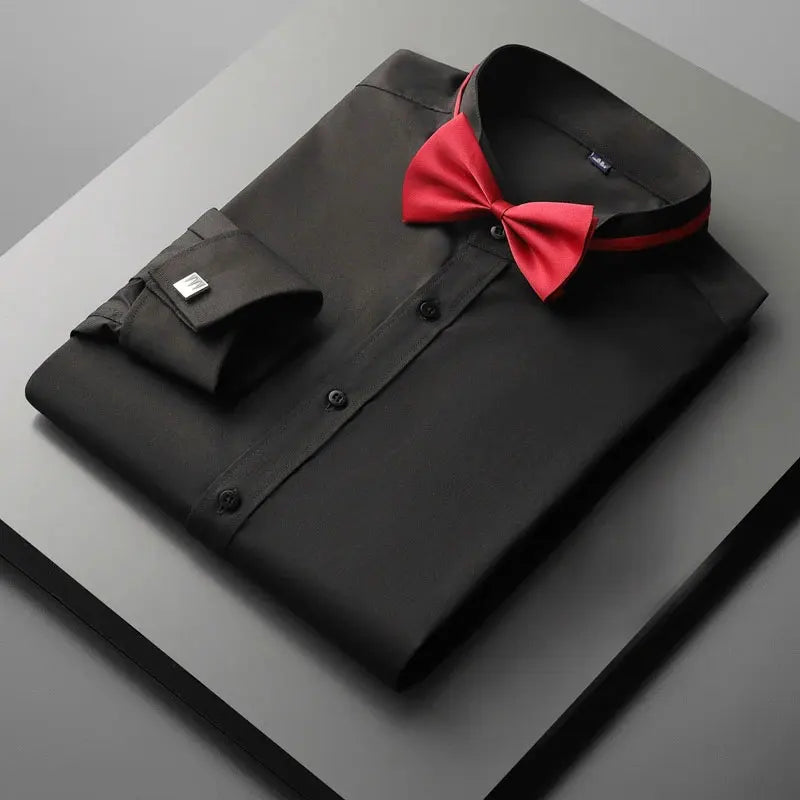 BeClassic™ Wing Tip French Cuff Shirt – Elegant Plus-Size Tuxedo Shirt for Weddings & Formal Events.