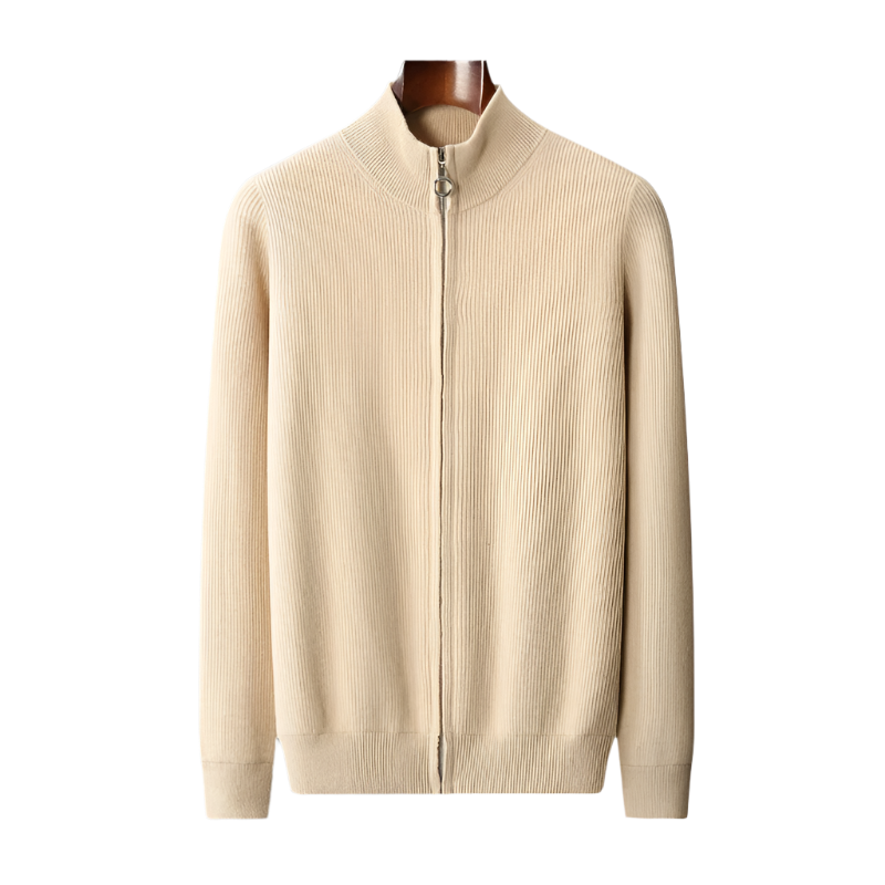 BeClassic™ 100% Pure Cashmere Zipper Cardigan – High-Collar Luxury Knit for Autumn & Winter.