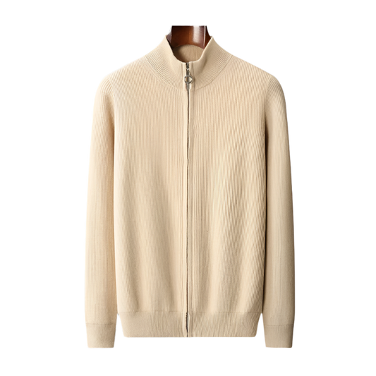 BeClassic™ 100% Pure Cashmere Zipper Cardigan – High-Collar Luxury Knit for Autumn & Winter.