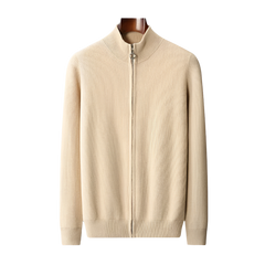 BeClassic™ 100% Pure Cashmere Zipper Cardigan – High-Collar Luxury Knit for Autumn & Winter.