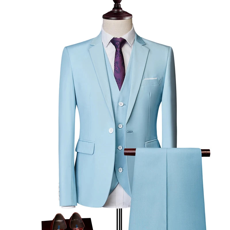 BeClassic™ Pink Three-Piece Suit – High-Quality Tailoring for Weddings & Business.