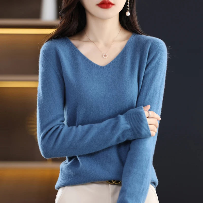 BeClassic Monoco Pure Wool V-Neck Sweater – Autumn Luxe