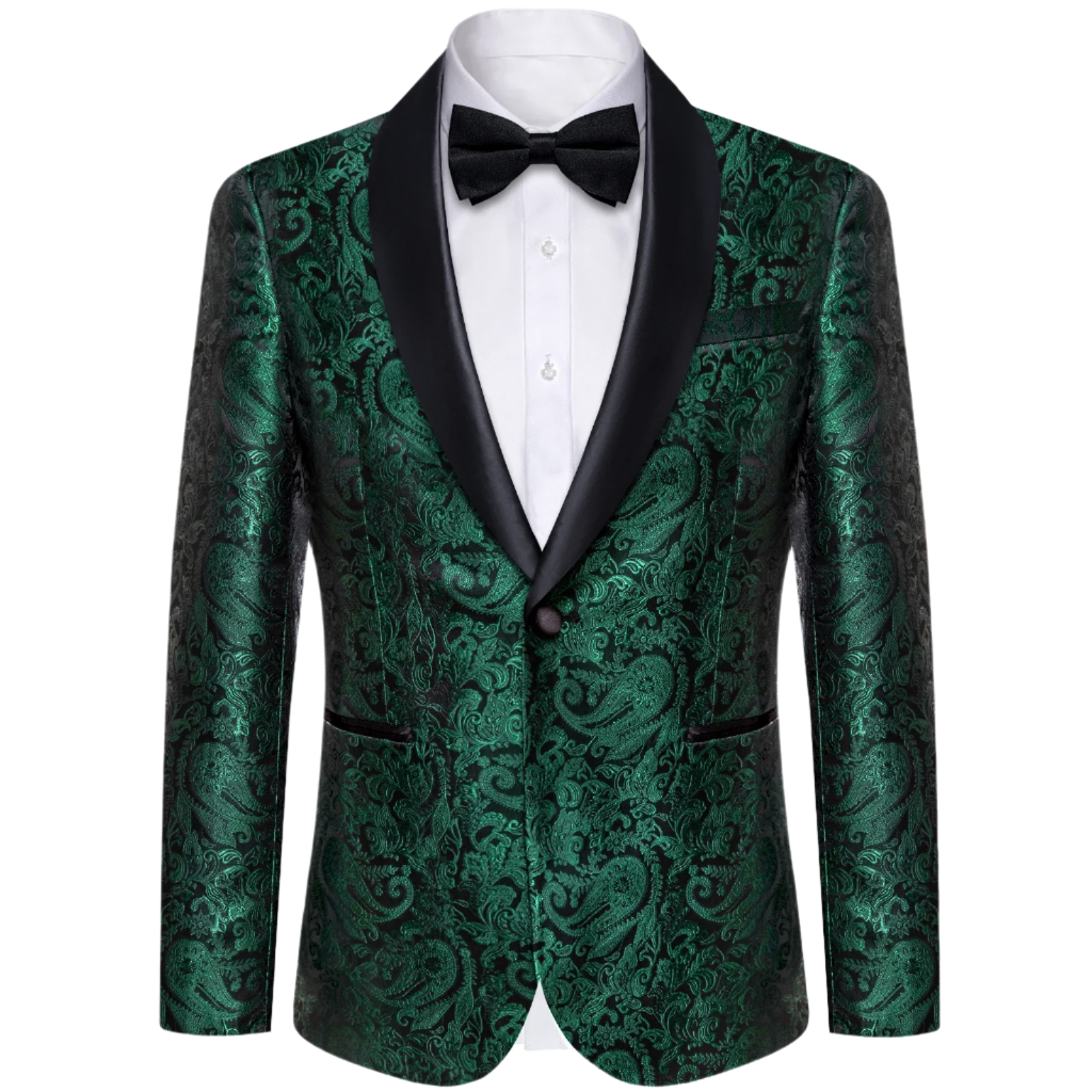 BeClassic™ Paisley Luxe Blazer – Bold Green, Red & Silver Statement Jacket for Weddings & Banquets.
