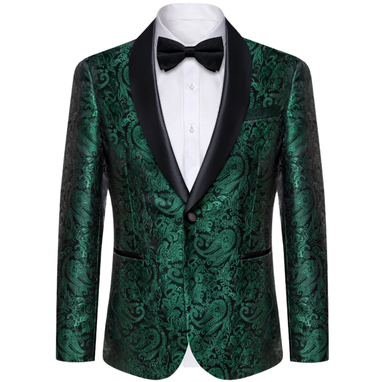 BeClassic™ Paisley Luxe Blazer – Bold Green, Red & Silver Statement Jacket for Weddings & Banquets.