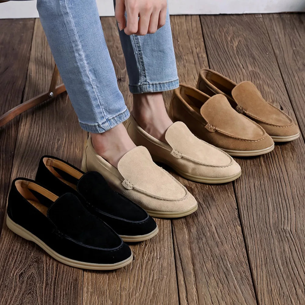 BeClassic™ Suede Leather Loafers – Designer Casual Flats for Timeless Elegance.