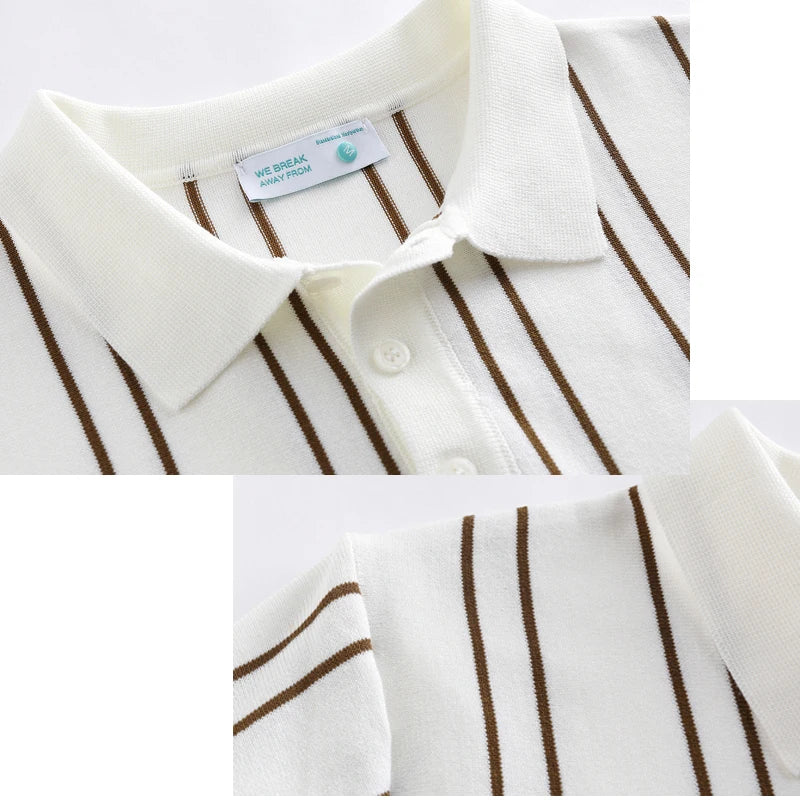 BeClassic™ Stretch Knit Striped Polo – Breathable, Sweat-Wicking Comfort for Daily Casual Wear.T-shirt.