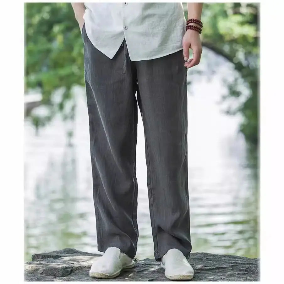 BeClassic™ 2025 Chinese-Style Linen Trousers – Breathable Wide-Leg Pants for Casual Elegance.
