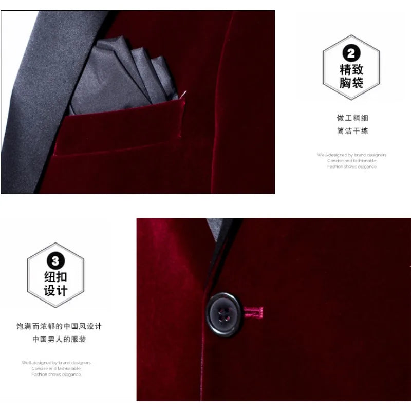 BeClassic™ Velvet Groom Tuxedo – Slim-Fit Blazer for Weddings & Banquets.