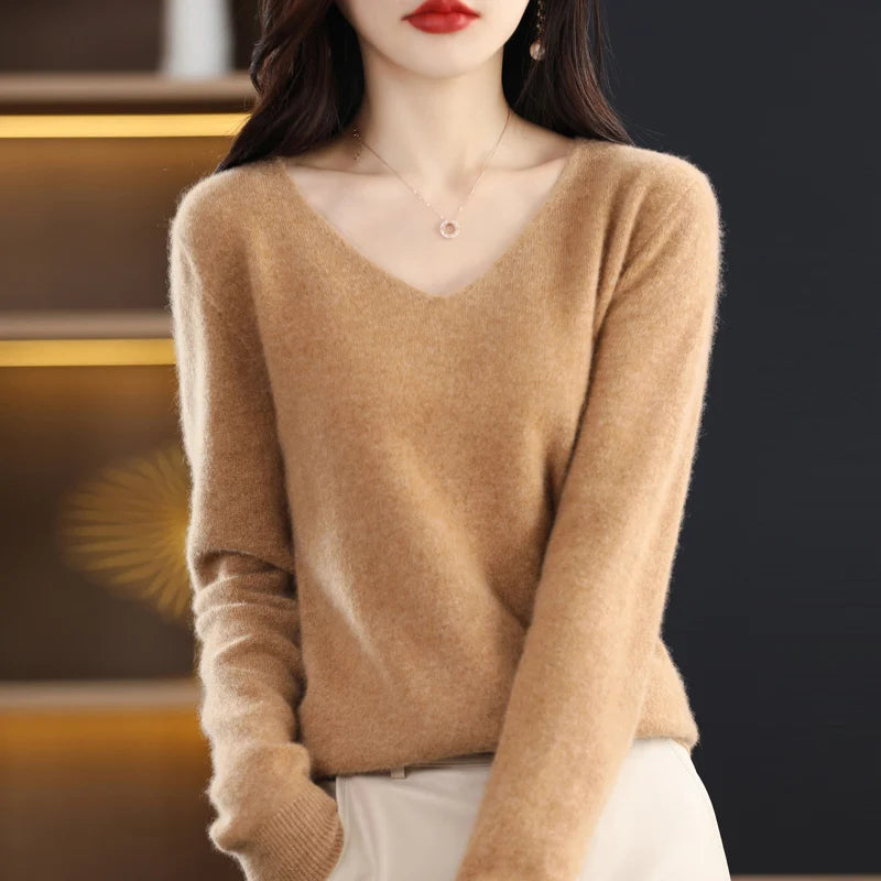 BeClassic Monoco Pure Wool V-Neck Sweater – Autumn Luxe