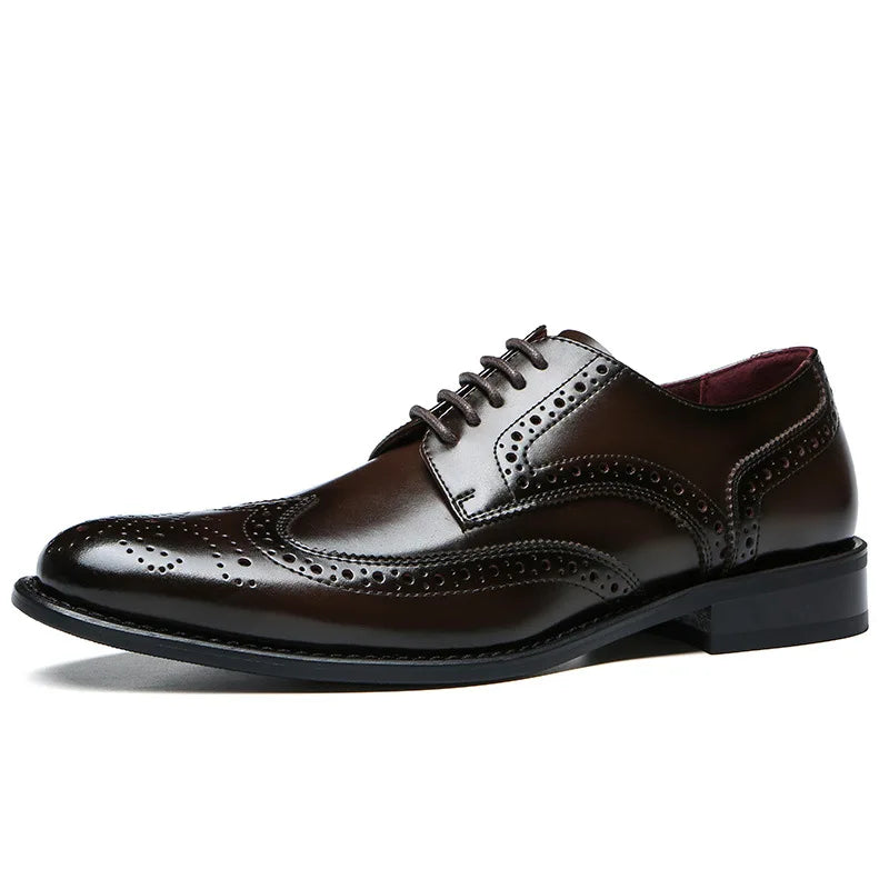 BeClassic™ Top-Grain Leather Brogue Oxfords – Luxury Formal Shoes for Weddings & Business.