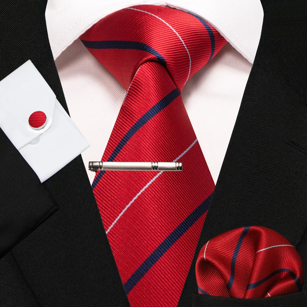 BeClassic Monoco Silk Tie & Accessory Set – Crimson Royale