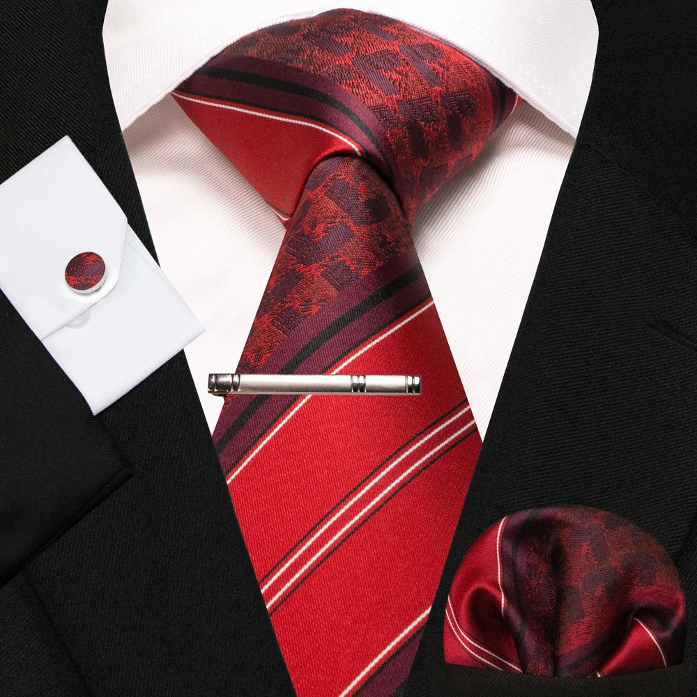 BeClassic Monoco Silk Tie & Accessory Set – Crimson Royale