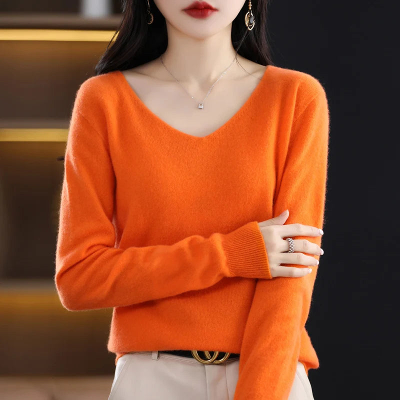BeClassic Monoco Pure Wool V-Neck Sweater – Autumn Luxe