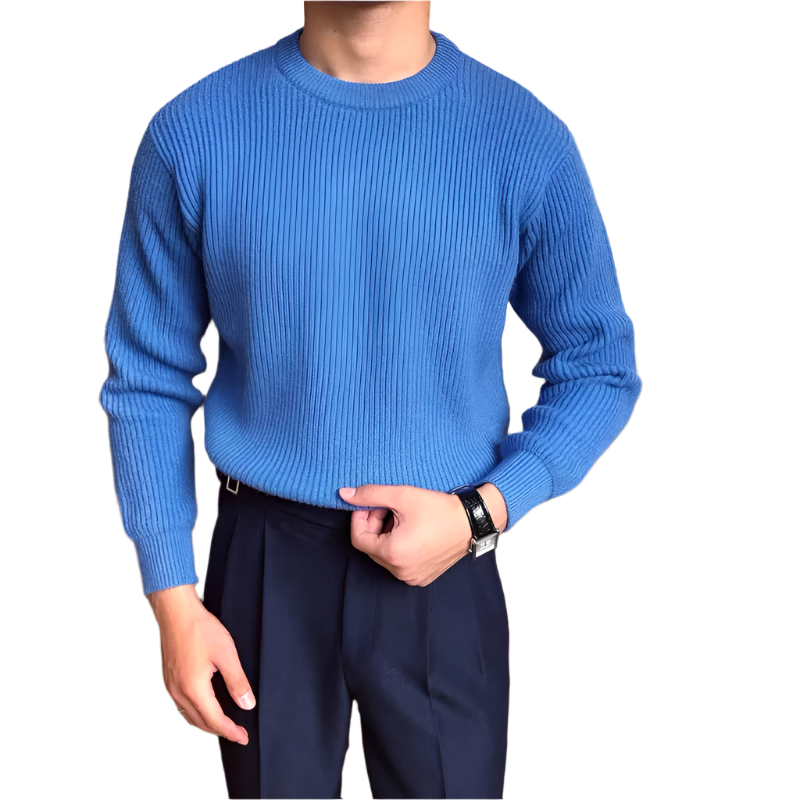 BeClassic™ Knit Long Sleeve Polo – Casual O-Neck Sweater for Refined Everyday Style.