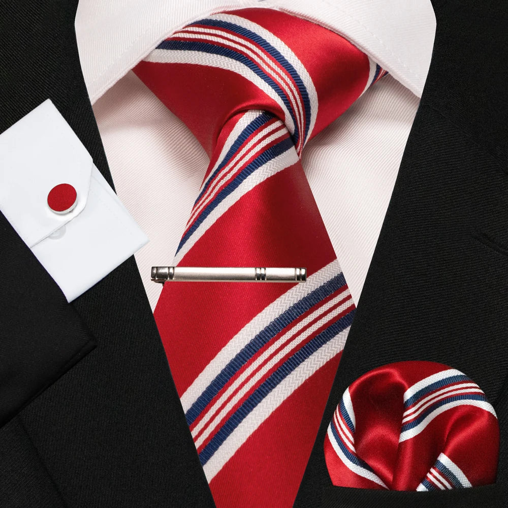 BeClassic Monoco Silk Tie & Accessory Set – Crimson Royale