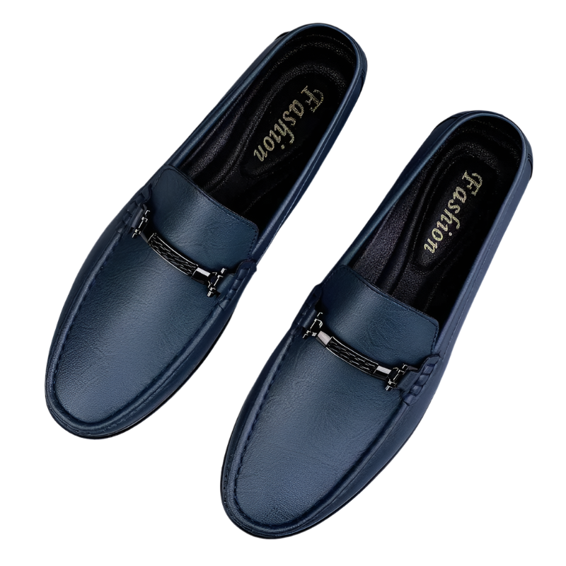 BeClassic™ Handmade Blue Leather Loafers – Luxury Slip-Ons for Business & Casual Wear.