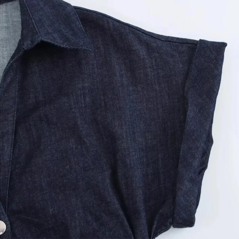 BeClassic Monoco Ruched Denim Midi Dress – Urban Ease