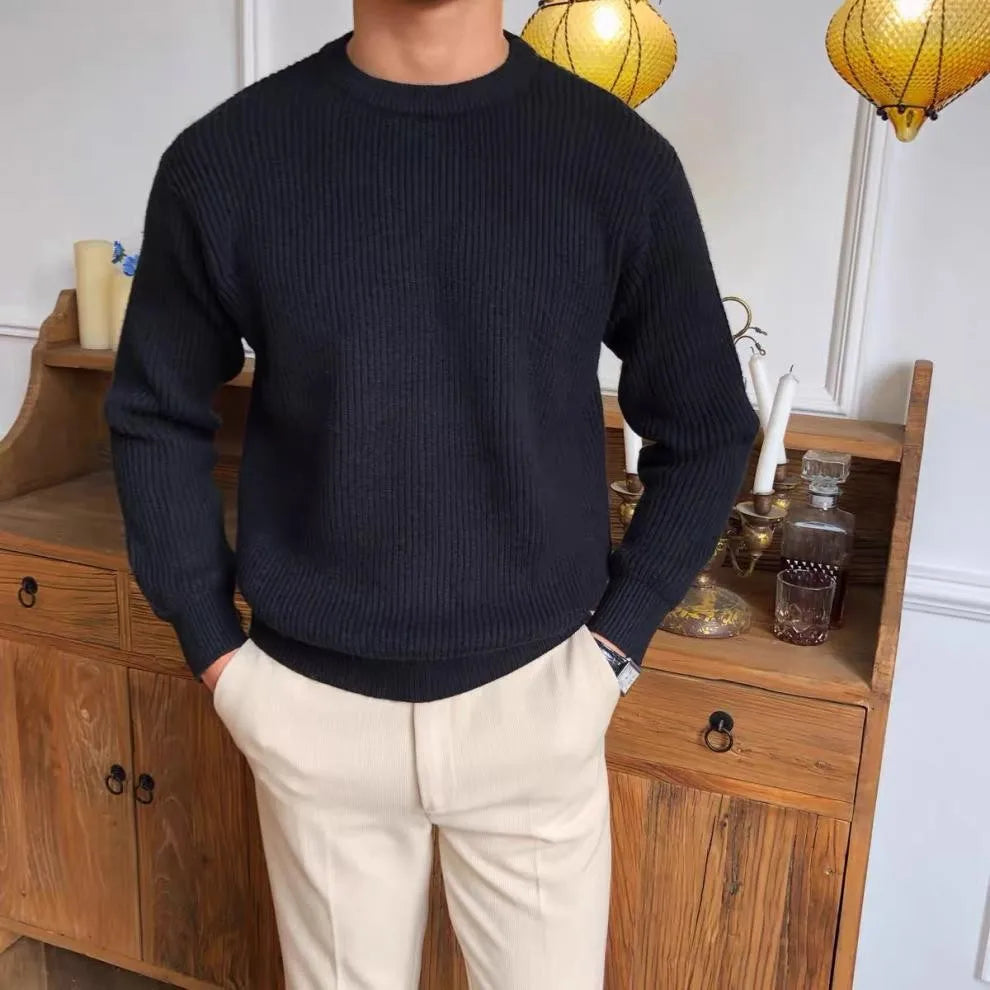 BeClassic™ Knit Long Sleeve Polo – Casual O-Neck Sweater for Refined Everyday Style.