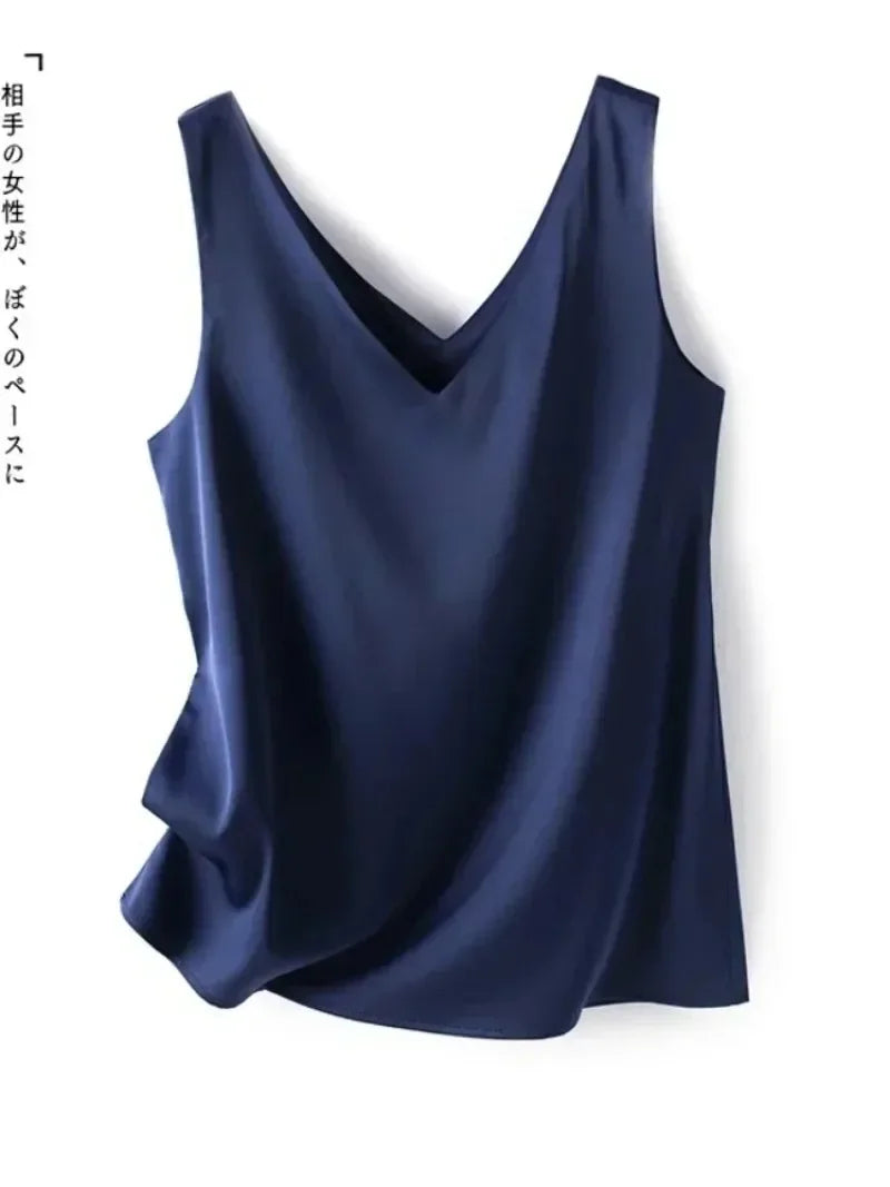 BeClassic Monoco Silk Satin Sleeveless Blouse – Emerald Grace